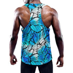 Blue Butterfly Wings Pattern Print Training Tank Top