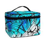Blue Butterfly Wings Pattern Print Travel Makeup Bag