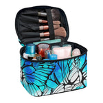 Blue Butterfly Wings Pattern Print Travel Makeup Bag