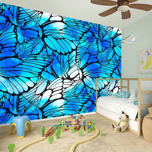 Blue Butterfly Wings Pattern Print Wall Sticker