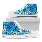 Blue Butterfly Wings Pattern Print White High Top Sneakers