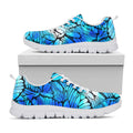 Blue Butterfly Wings Pattern Print White Running Shoes