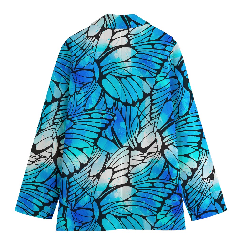 Blue Butterfly Wings Pattern Print Women's Blazer