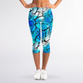 Blue Butterfly Wings Pattern Print Women's Capri Leggings