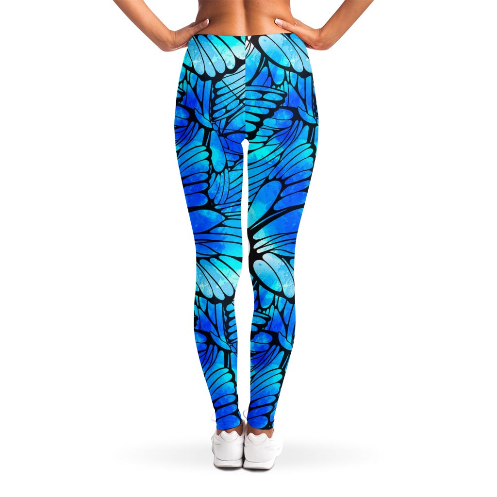 Blue Butterfly Wings Pattern Print Women's Leggings