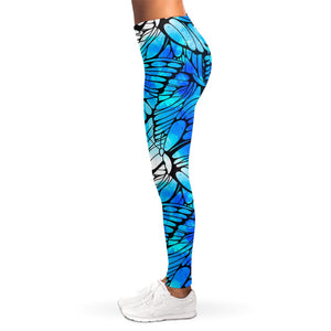 Blue Butterfly Wings Pattern Print Women's Leggings