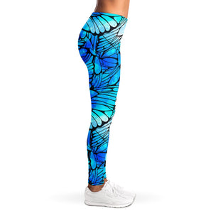 Blue Butterfly Wings Pattern Print Women's Leggings