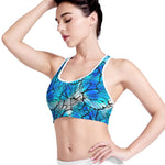 Blue Butterfly Wings Pattern Print Women's Sports Bra