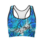 Blue Butterfly Wings Pattern Print Women's Sports Bra