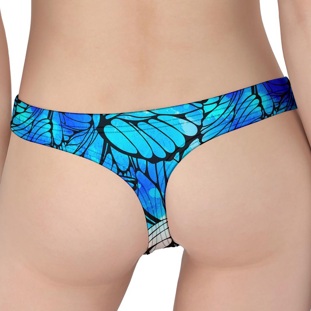 Blue Butterfly Wings Pattern Print Women's Thong