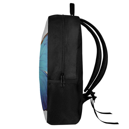 Blue Butterfly Wings Print 17 Inch Backpack