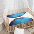 Blue Butterfly Wings Print Baby Crib Sheet