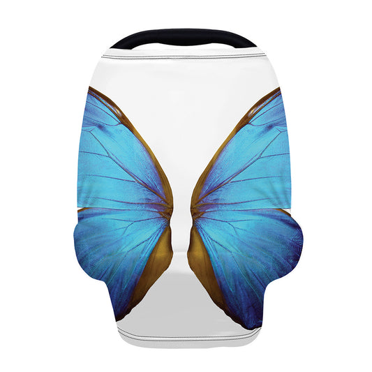 Blue Butterfly Wings Print Baby Seat Cover