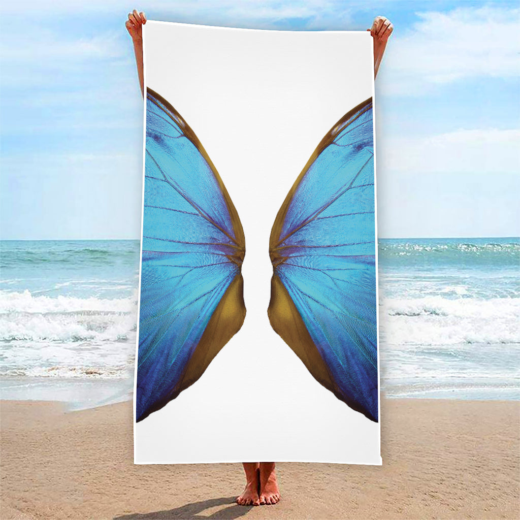 Blue Butterfly Wings Print Beach Towel