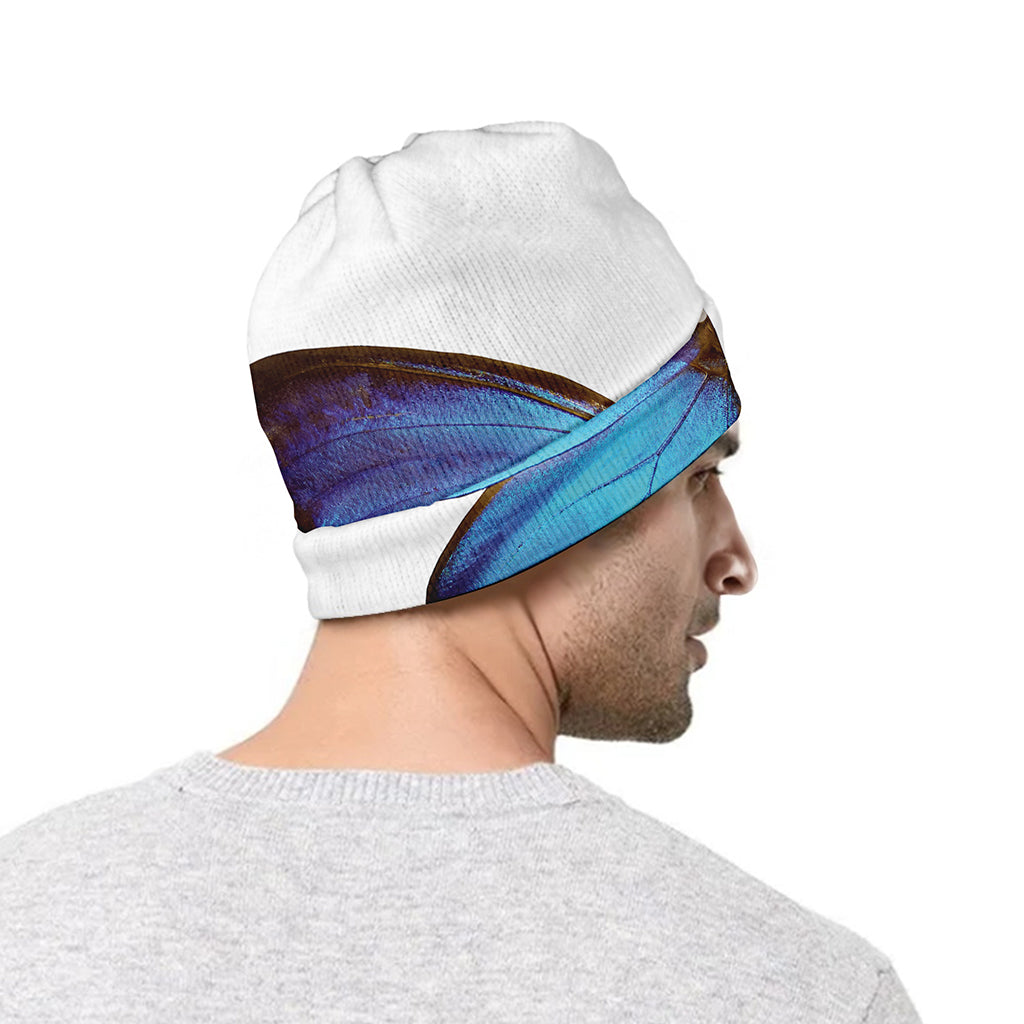 Blue Butterfly Wings Print Beanie