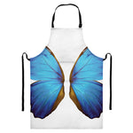 Blue Butterfly Wings Print Bib Apron With Pocket