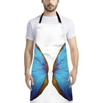 Blue Butterfly Wings Print Bib Apron With Pocket