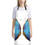 Blue Butterfly Wings Print Bib Apron With Pocket