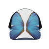 Blue Butterfly Wings Print Black Mesh Trucker Cap