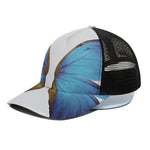 Blue Butterfly Wings Print Black Mesh Trucker Cap