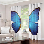 Blue Butterfly Wings Print Blackout Grommet Curtains