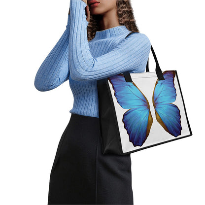 Blue Butterfly Wings Print Canvas Tote Bag