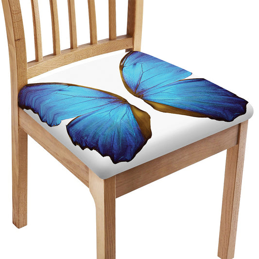 Blue Butterfly Wings Print Chair Cushion Cover