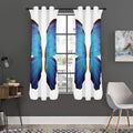 Blue Butterfly Wings Print Grommet Curtain Panels