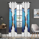 Blue Butterfly Wings Print Curtain