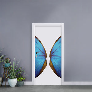 Blue Butterfly Wings Print Door Sticker