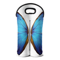 Blue Butterfly Wings Print Double Neoprene Wine Tote