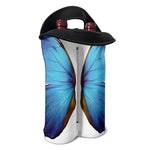 Blue Butterfly Wings Print Double Neoprene Wine Tote