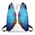 Blue Butterfly Wings Print Drawstring Backpack