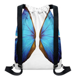 Blue Butterfly Wings Print Drawstring Backpack