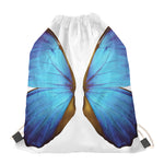 Blue Butterfly Wings Print Drawstring Bag