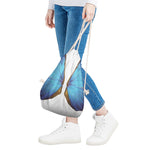 Blue Butterfly Wings Print Drawstring Bag