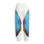 Blue Butterfly Wings Print Fleece Lined Knit Pants