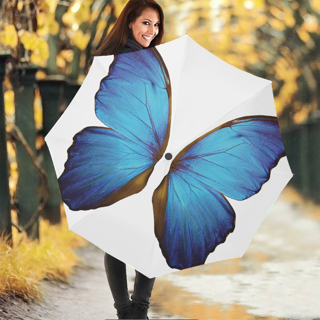 Blue Butterfly Wings Print Foldable Umbrella