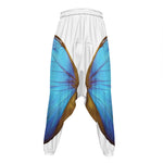 Blue Butterfly Wings Print Hammer Pants