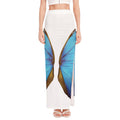 Blue Butterfly Wings Print High Slit Maxi Skirt