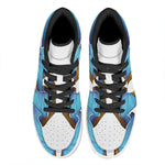 Blue Butterfly Wings Print High Top Leather Sneakers