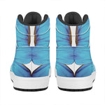 Blue Butterfly Wings Print High Top Leather Sneakers