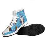 Blue Butterfly Wings Print High Top Leather Sneakers