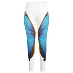 Blue Butterfly Wings Print High-Waisted Pocket Leggings