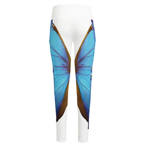 Blue Butterfly Wings Print High-Waisted Pocket Leggings