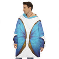 Blue Butterfly Wings Print Hoodie Blanket