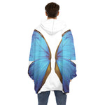 Blue Butterfly Wings Print Hoodie Blanket