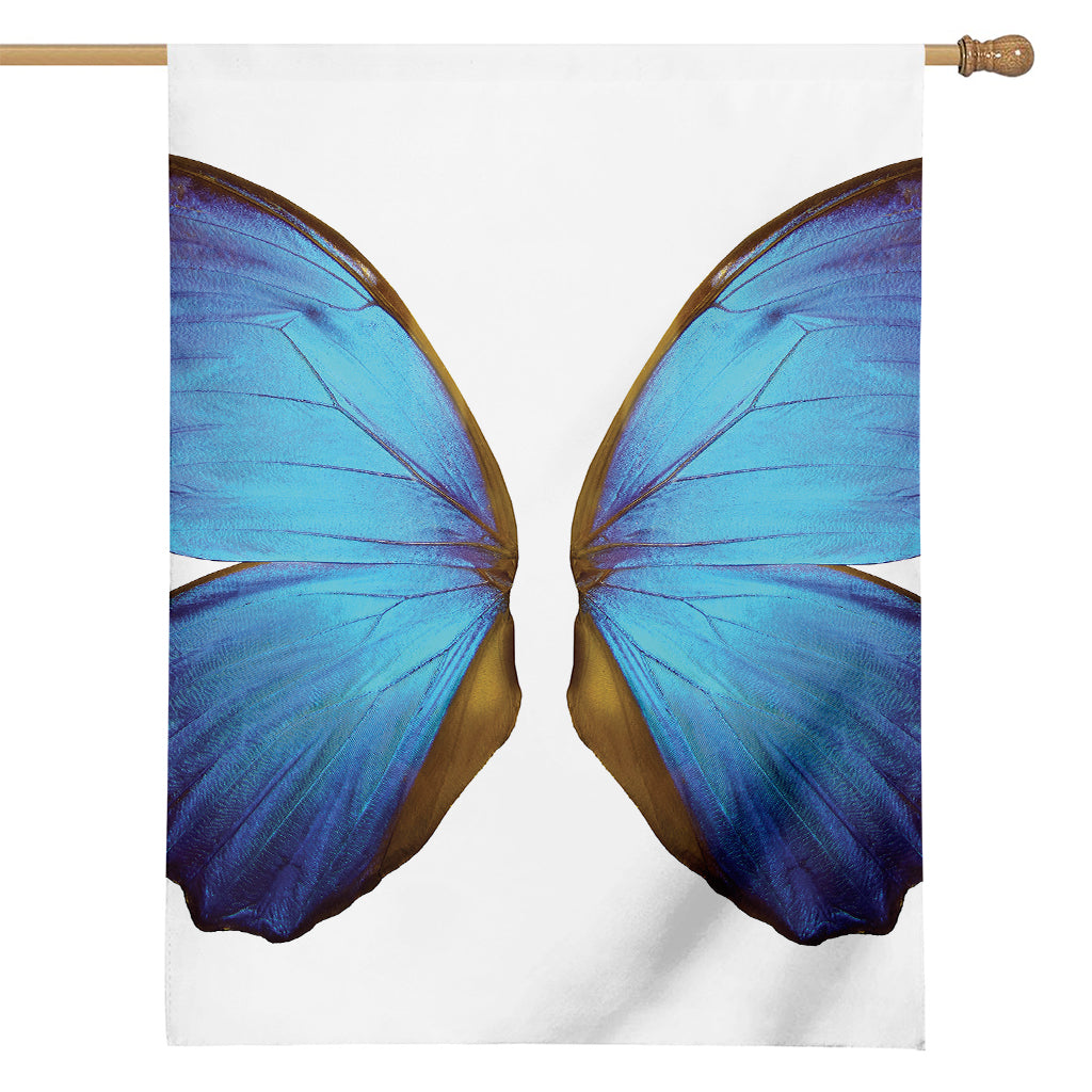 Blue Butterfly Wings Print House Flag