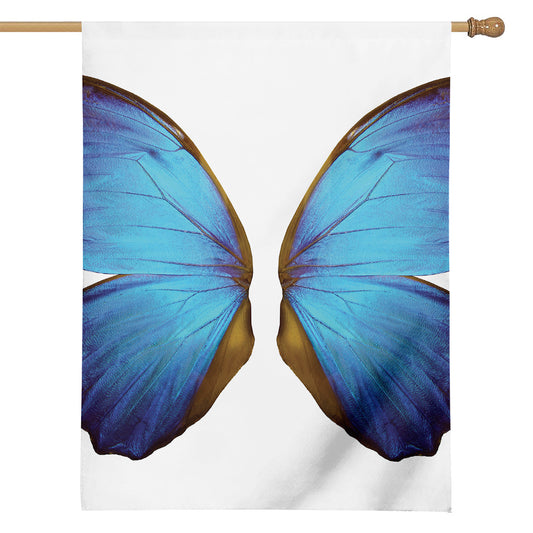 Blue Butterfly Wings Print House Flag