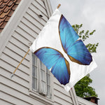 Blue Butterfly Wings Print House Flag